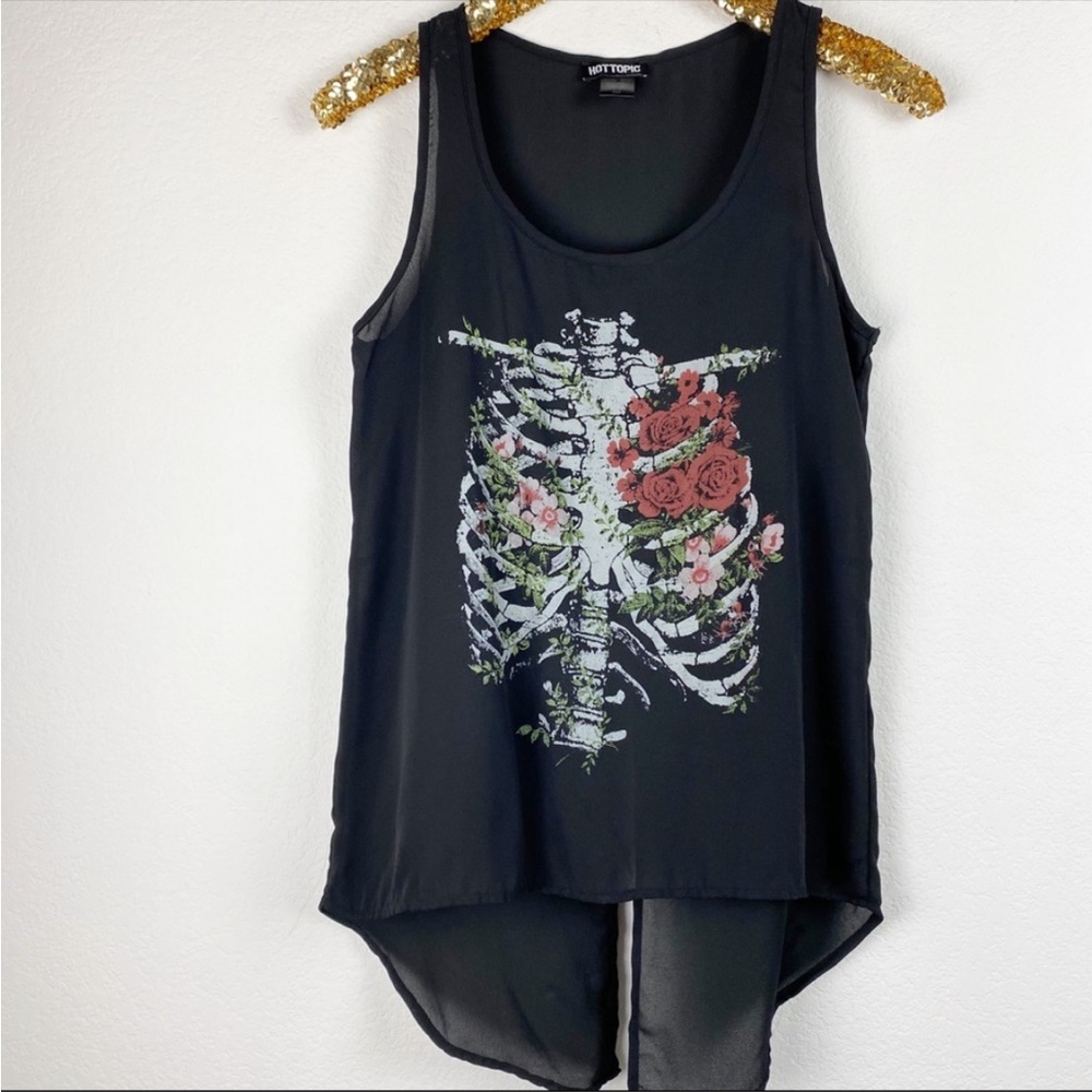 Hot Topic • Floral Rib Cage Hi-low Tank Top